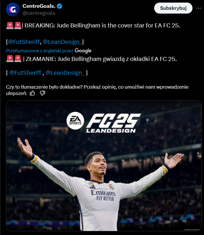 Ten piłkarz ma być na OKŁADCE gry EA Sports FC 25!